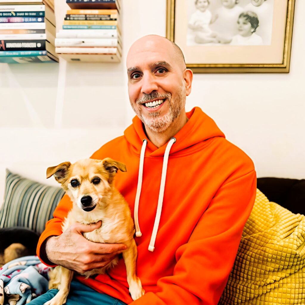 Jeffrey Silverstone smiling with dog